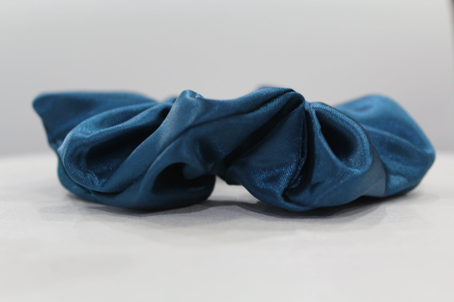 Blue Satin Scrunchie